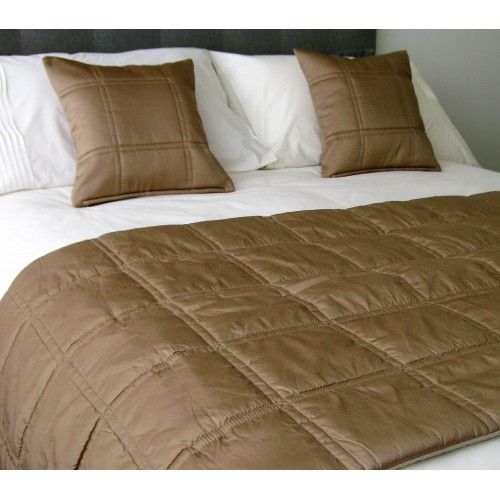 Stitched Grid - Bed Runner Set - Coffee